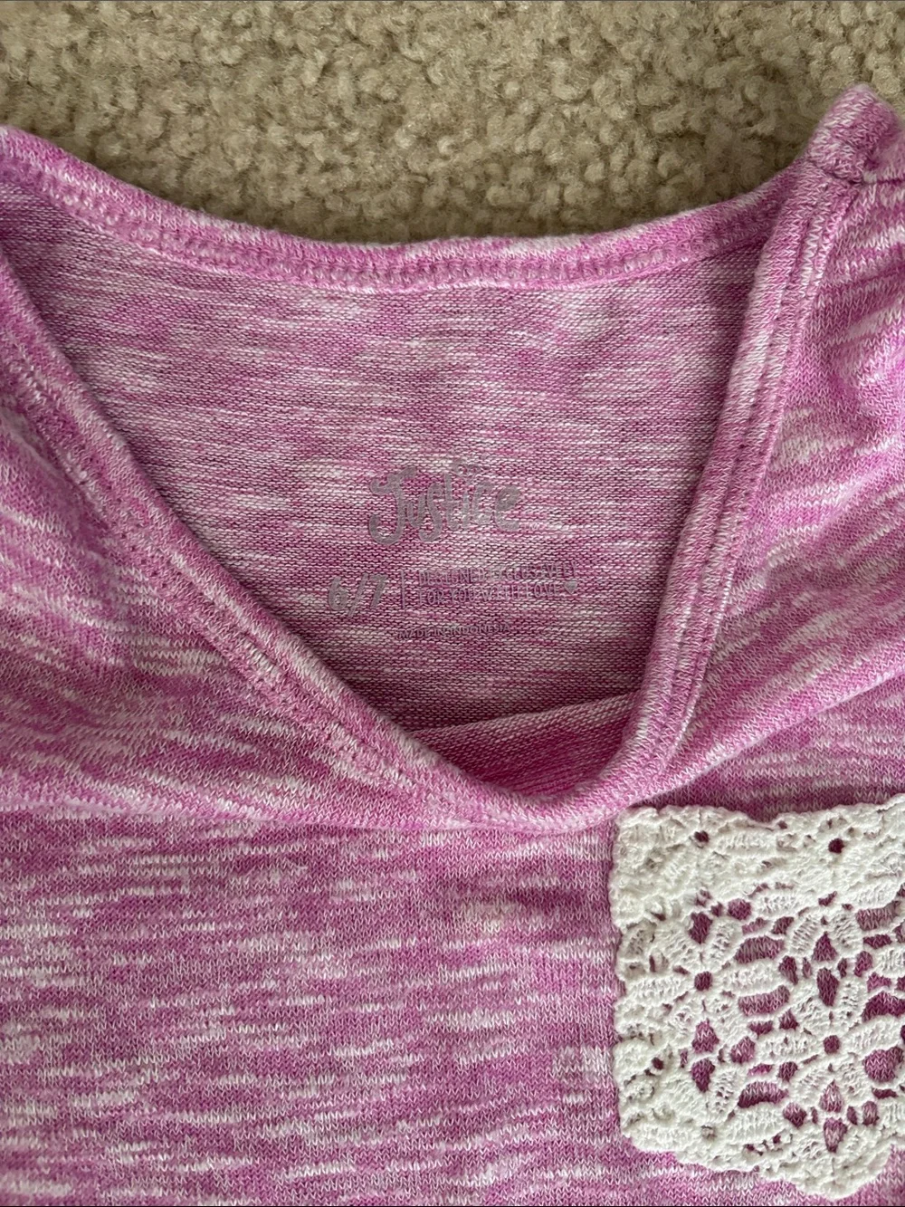 Girls Justice Brand White Lace Shorts with Matching Pink Tank - Size 6/7